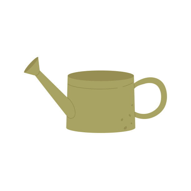 绿色花园浇水罐或花盆。园艺工具，用于家庭园艺，园艺。矢量插图在卡通风格图片下载