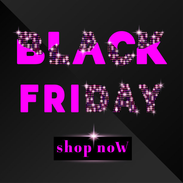 黑色星期五销售。黑色背景上闪闪发光的文字。闪亮的粉红色字母。超级销售的标题，横幅，传单，网页，设计。向量。图片下载