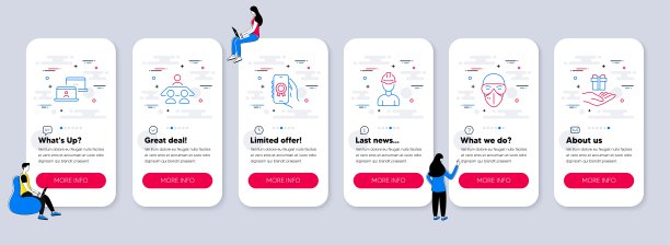 集合的人的图标，如工头，外包工作，奖励的应用程序。矢量图片下载