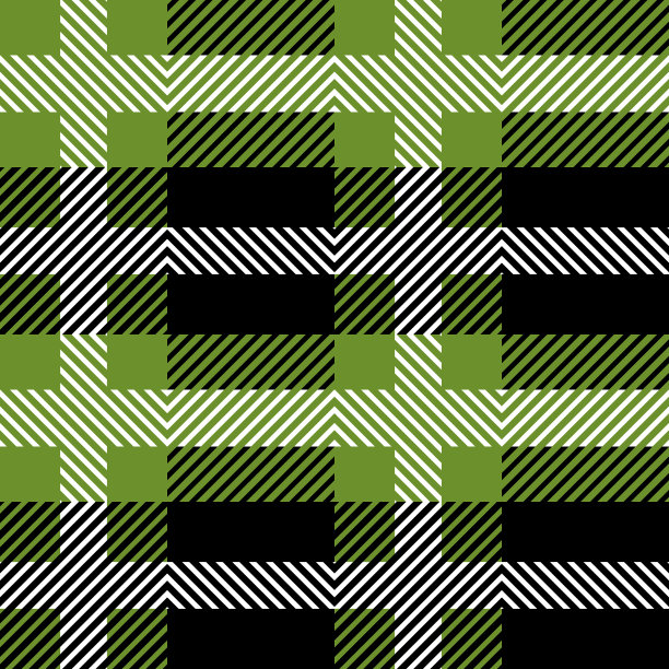 绿色和黑色的苏格兰纺织无缝模式。织物质地格子呢。抽象几何背景布，卡片，织物。单色图形重复设计。现代的平方点缀图片下载