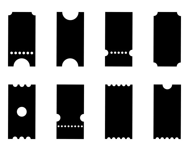 折扣优惠券图标集。黑色的车票标志图片下载