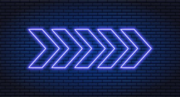 霓虹灯箭头墙招牌图片下载