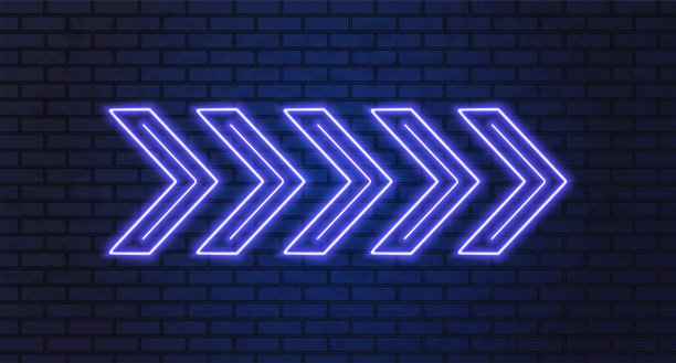 霓虹灯箭头墙招牌图片下载