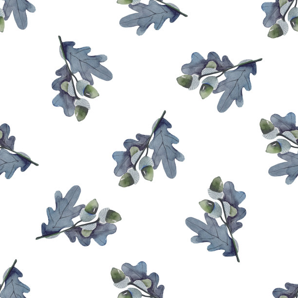 手绘无缝圣诞图案。秋冬主题背景。水彩素材图片