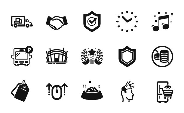 向量集时间，品牌大使和狗喂食图标简单集。向量图片下载