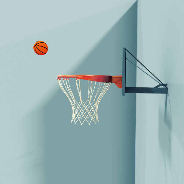 把篮球投到超大的篮筐里。简单的机会概念。这是一个3d渲染图。图片下载