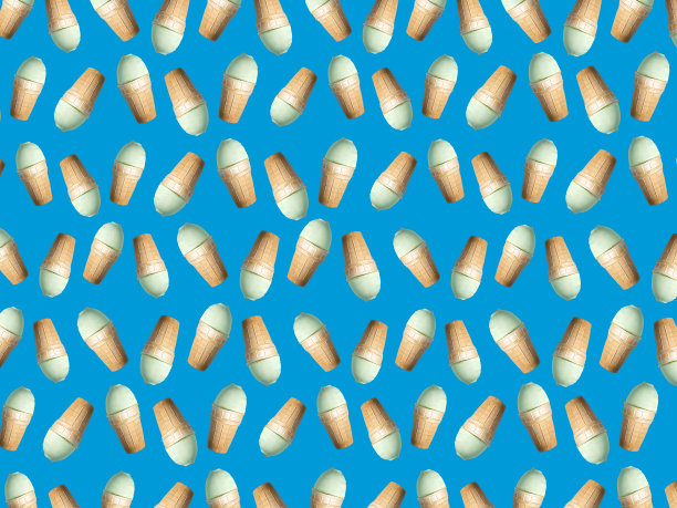 用于包装商品的礼品包装。图片中有蓝色背景的冰淇淋华夫饼杯图片下载