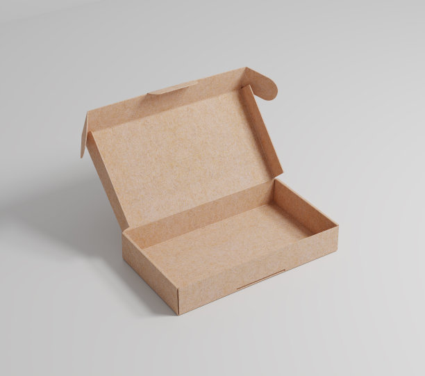 开盖的方形牛皮纸盒子。图片下载