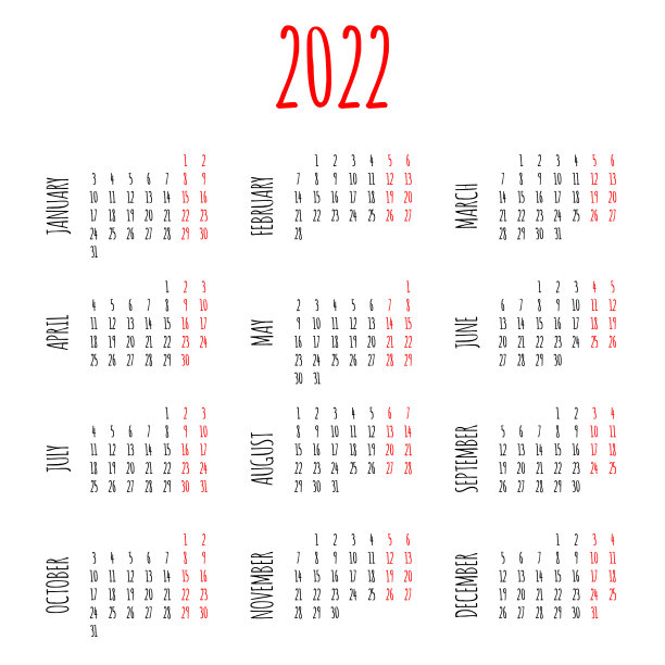 2022年墙壁或办公桌办公室手写日历网格图片下载