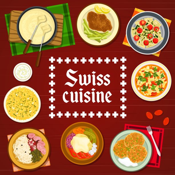 瑞士食品餐厅菜肴菜单向量覆盖图片下载