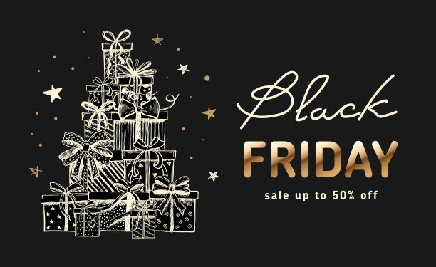 黑色星期五销售。礼品盒的涂鸦图标。手绘的风格。向量。图片下载