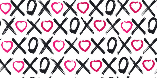 XOXO刷字标志无缝图案图片下载