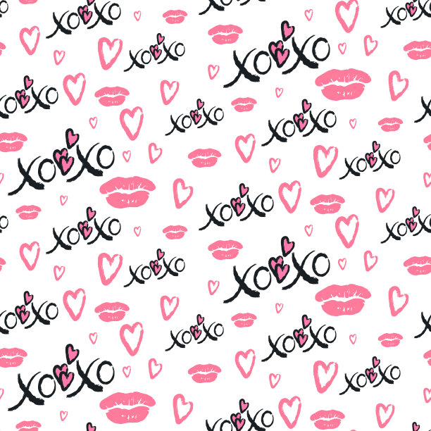 XOXO刷字标志无缝图案图片下载