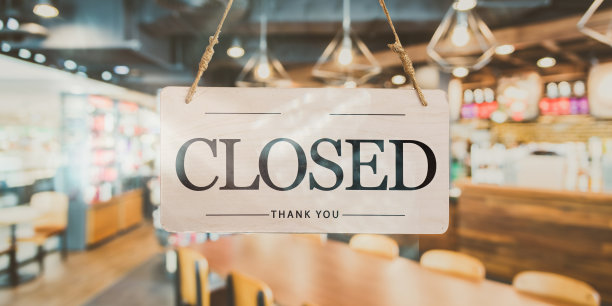 咖啡馆和餐厅门前的关门标志图片下载