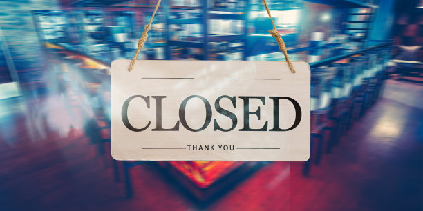 咖啡馆和餐厅门前的关门标志图片下载