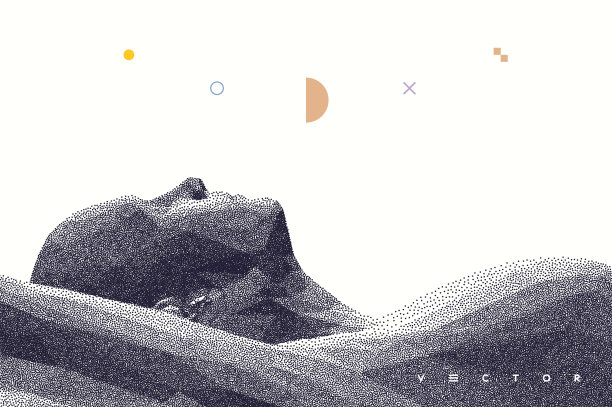 放松的时间。男人放松和梦想。三维人体模型。矢量插图。图片下载