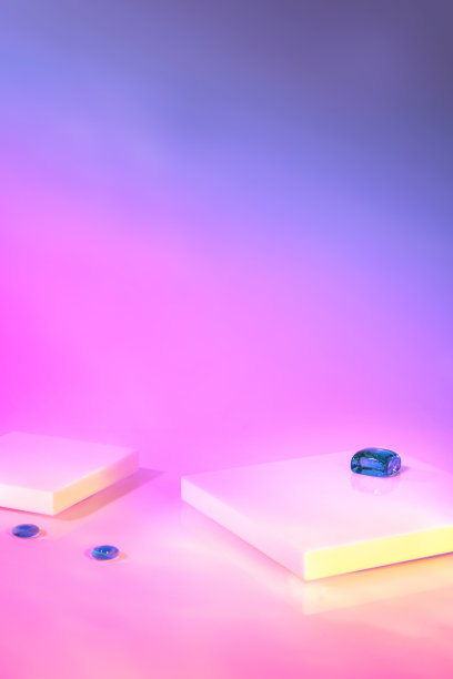 空场景与正方形讲台全息粉红色背景图片下载