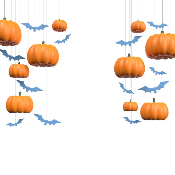 秋天万圣节庆祝卡的白色背景图片下载