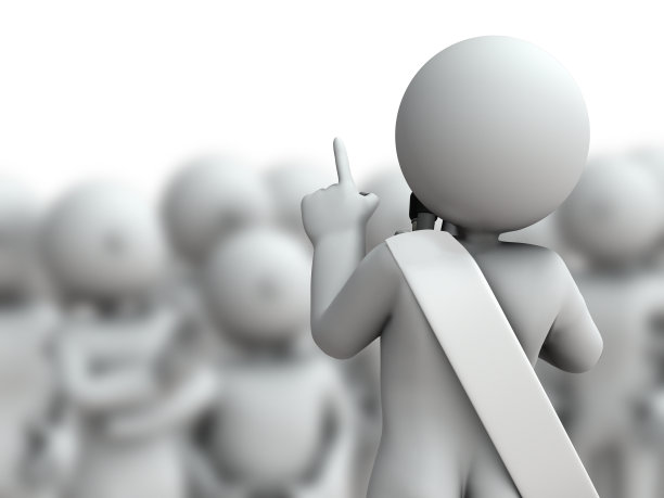 候选人和他们热情的听众。白色背景。3 d渲染。图片下载