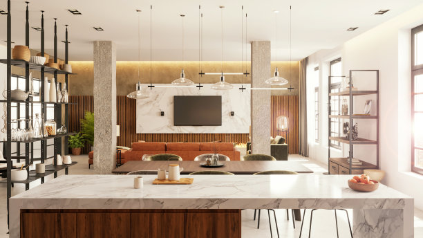 现代开放式公寓室内图片下载