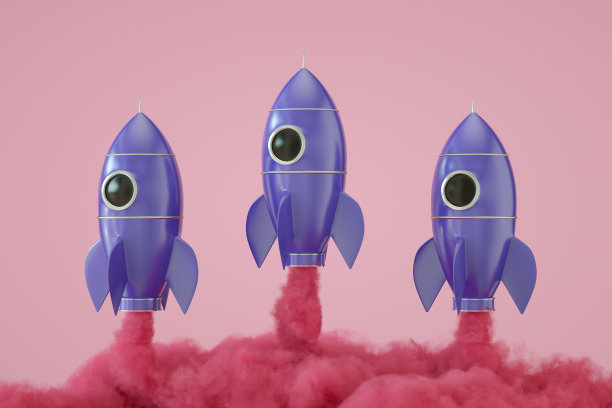 3D渲染带有烟雾的复古火箭图片下载