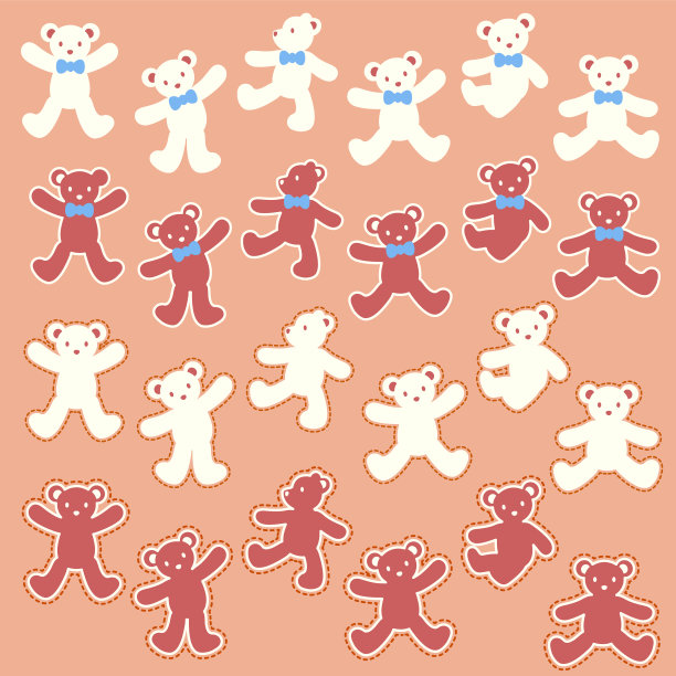 简单可爱的小熊插图素材集，图片下载