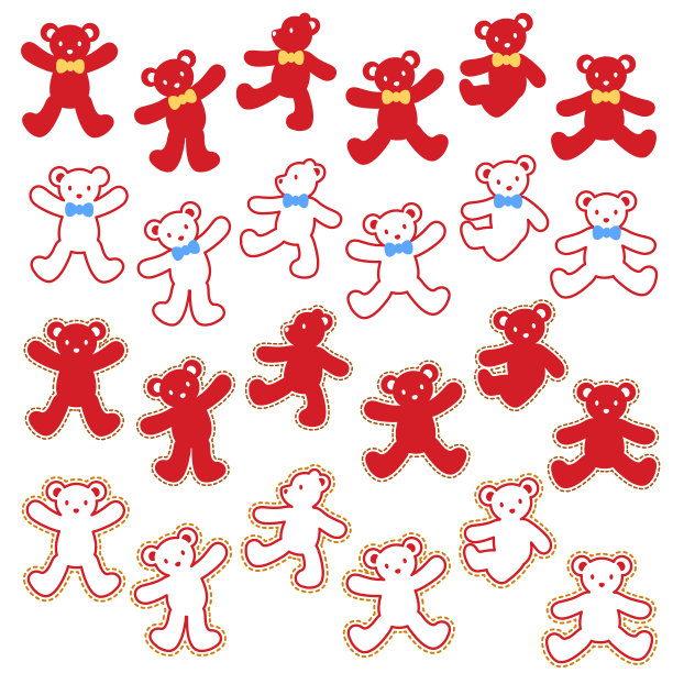 简单可爱的小熊插图素材集，图片下载