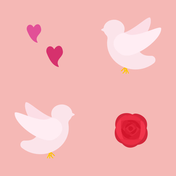 简单和可爱的情人节鸽子插图图片下载