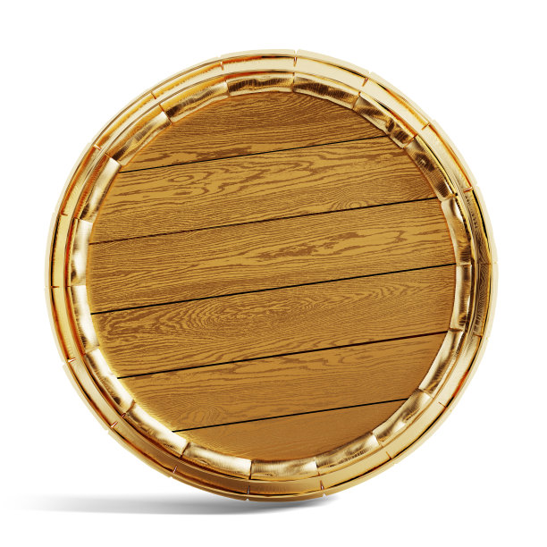 在白色背景上孤立的金桶。包括剪切路径。三维演示图片下载