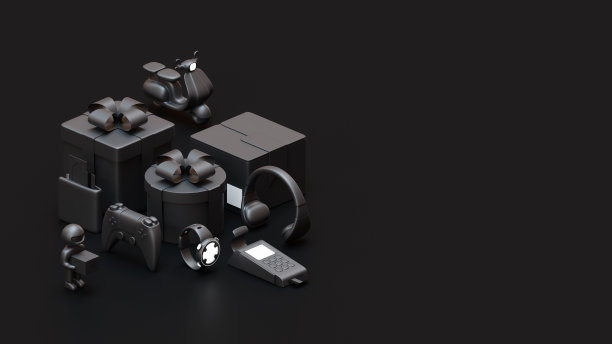 黑色星期五网页模板与所有黑色3d渲染组成图片下载