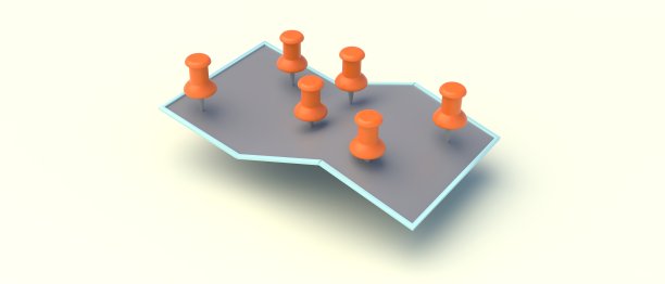 地图和针指针位置，在白色背景，旅行导航GPS概念。三维演示图片下载