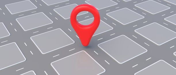 在等距城市地图上的红色位置指针，导航GPS概念。三维演示图片下载