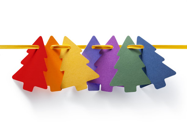 彩色的纸圣诞树。图片下载