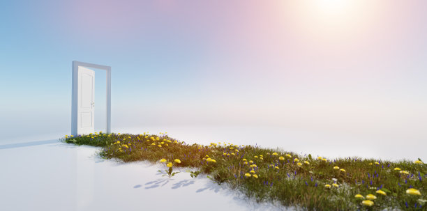 、绿草茵茵路，开门向阳天。图片下载