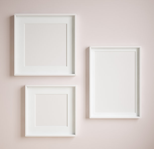 模型海报框架近距离墙上漆成粉彩图片下载