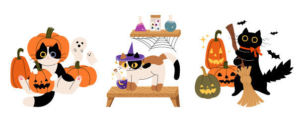 一只穿着万圣节服装的猫。图片下载