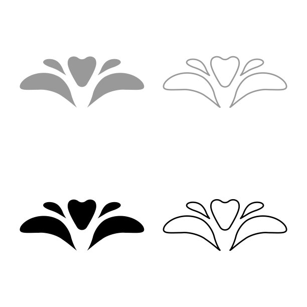 花集图标灰色黑色矢量插图平面风格的图像图片下载