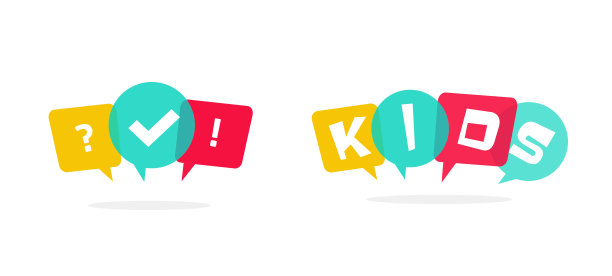 儿童标志与气泡演讲矢量和有趣的儿童测验或问卷卡通漫画图标学习说话或幼儿园教育游戏平面插图，操场派对区或俱乐部的想法图片下载