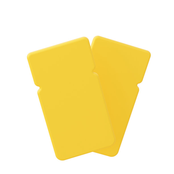 两张白色背景的黄色优惠券。三维渲染图片下载