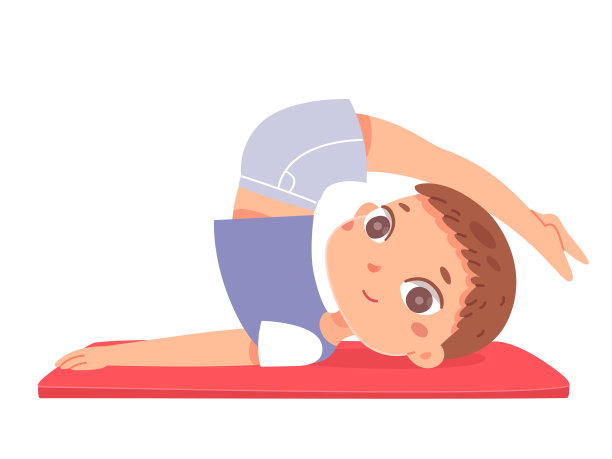 可爱的男孩做瑜伽运动锻炼，健康的生活方式活动，在健身房锻炼图片下载