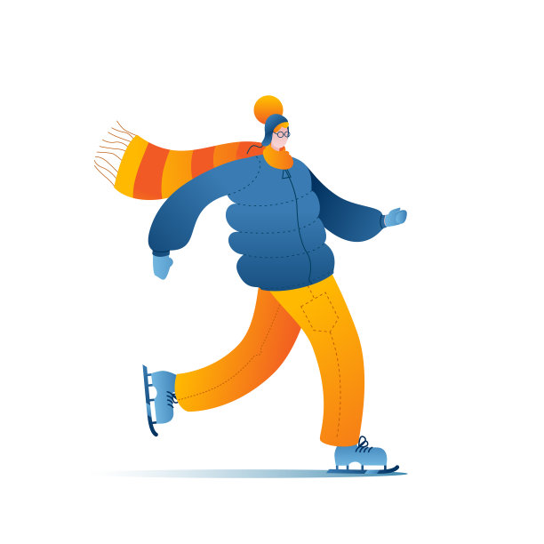 一个穿着暖和衣服的人在溜冰。图片下载