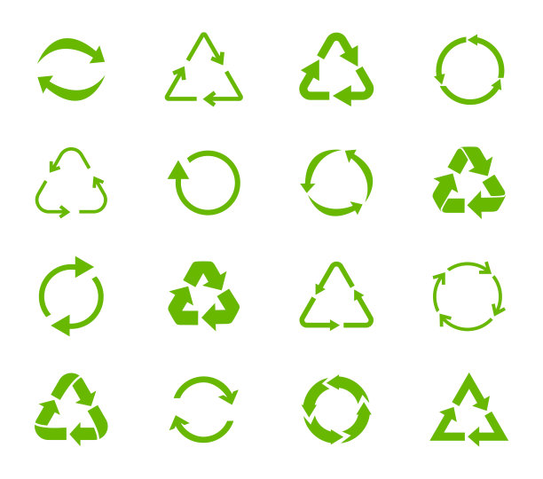 回收的图标集。回收和旋转箭头符号。重用的迹象。生态、清洁、循环再利用的象征。生物循环。矢量插图。图片下载