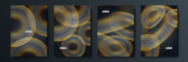 现代黑色条纹封面设计集。奢华创意金动态对角线图案。为商务宣传册，海报，笔记本，菜单模板的正式premium vector背景图片下载