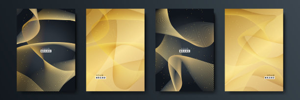 现代黑色条纹封面设计集。奢华创意金动态对角线图案。为商务宣传册，海报，笔记本，菜单模板的正式premium vector背景图片下载