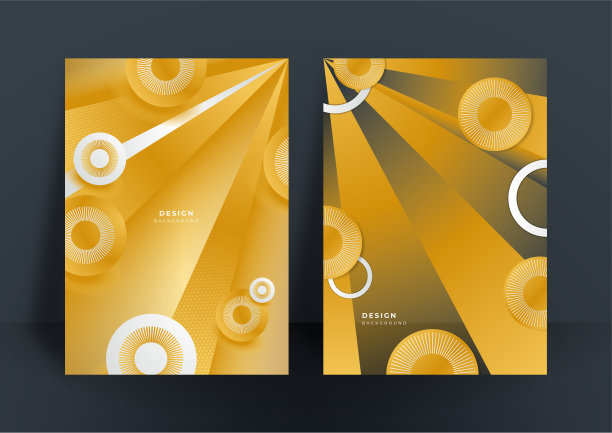 抽象闪亮的金色背景与多边形豪华图案纹理的封面设计模板图片下载