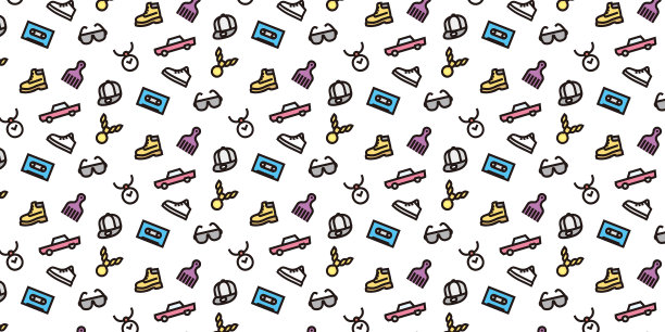 嘻哈简单图标图案背景网站或包装纸(彩色版)图片下载