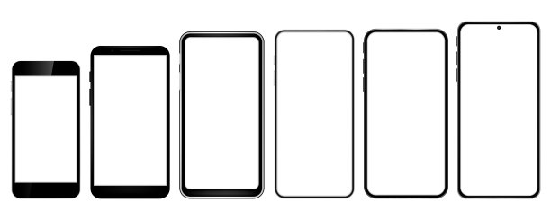 现实的智能手机模型。手机显示，设备屏幕框架和黑色智能手机。矢量插图。图片下载