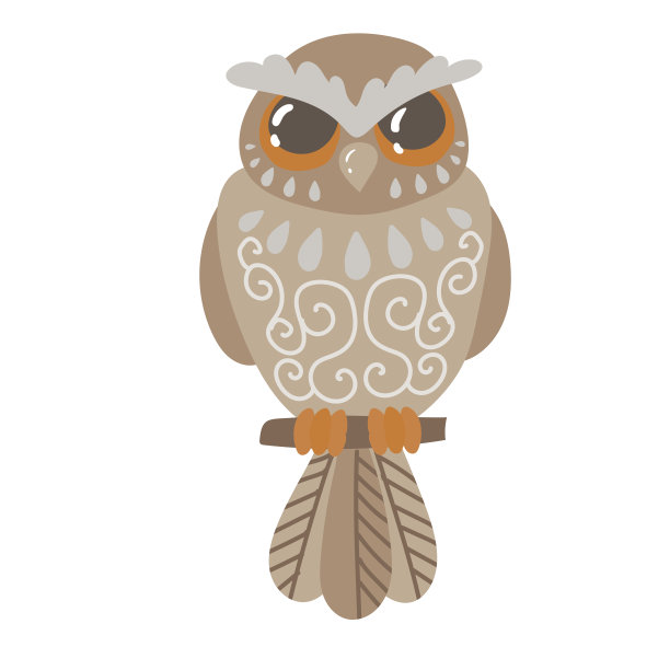 波西米亚风格的棕色猫头鹰。动物卡通风格在柔和的颜色。冬季矢量插图孤立在白色背景。图片下载