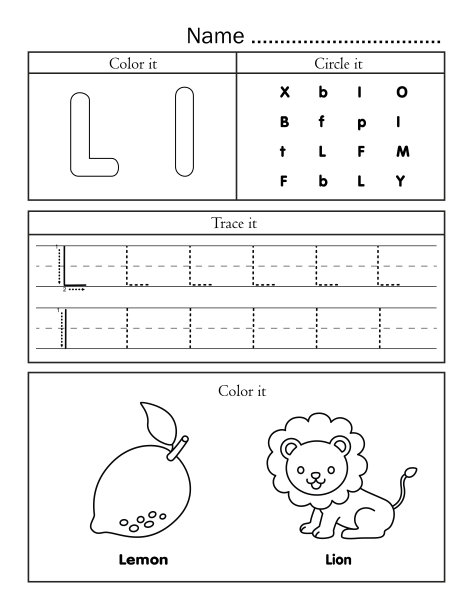 英文字母描线打印工作表与可爱的图片为词汇学习着色。为学前班和幼儿园的学生和老师提供基本的写作练习。图片下载