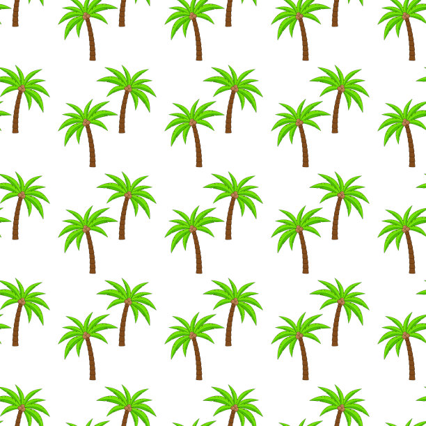 棕榈树和椰子，无缝的图案。背景与椰子树，矢量。图片下载